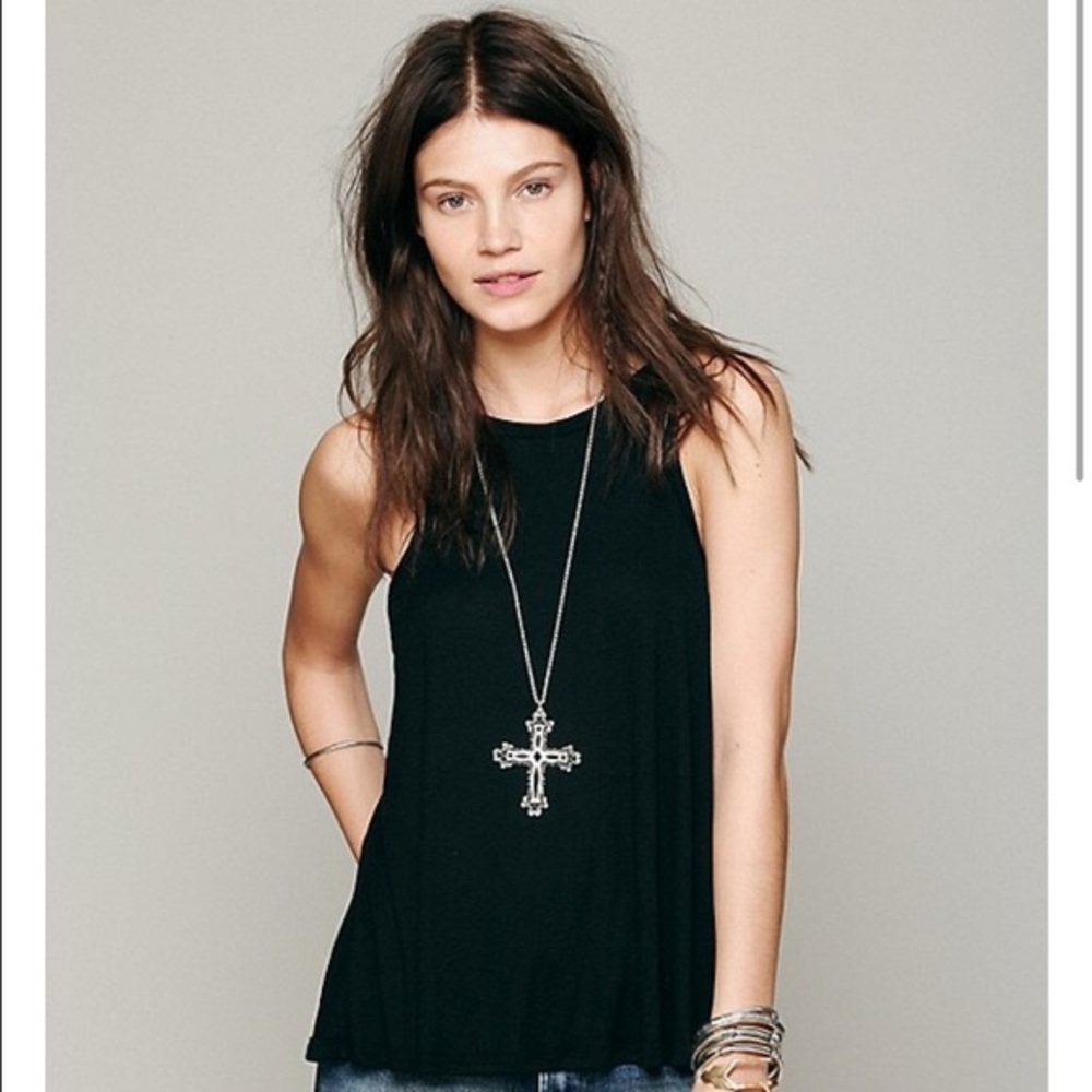 Free People Ribbed High Neck Tank Top